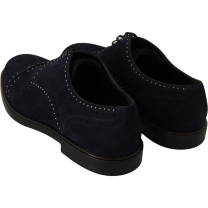 Dolce & Gabbana Blue Suede Leather Derby Studded Shoes 1728,67345645728,Blue,Dolce & Gabbana,EU44/US11,Formal - Men - Shoes,Material: 100% Suede,Men,Men - Shoes,New with tags,Oxfords and Derbies - Shoes,Shoes