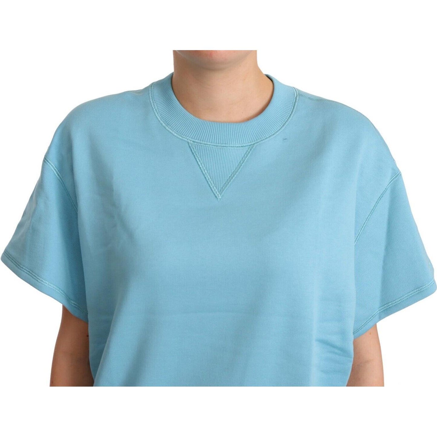 Dolce & Gabbana Elegant Blue Crew Neck Cotton Top WOMAN TOPS AND SHIRTS Dolce & Gabbana