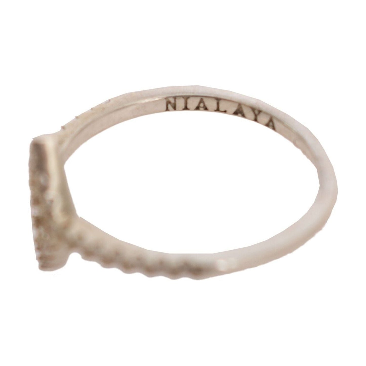 Nialaya Silver Rhombus Womens Clear CZ 925 Silver Ring