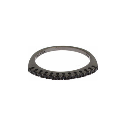 Nialaya Black CZ Rhodium 925 Silver Womens Ring