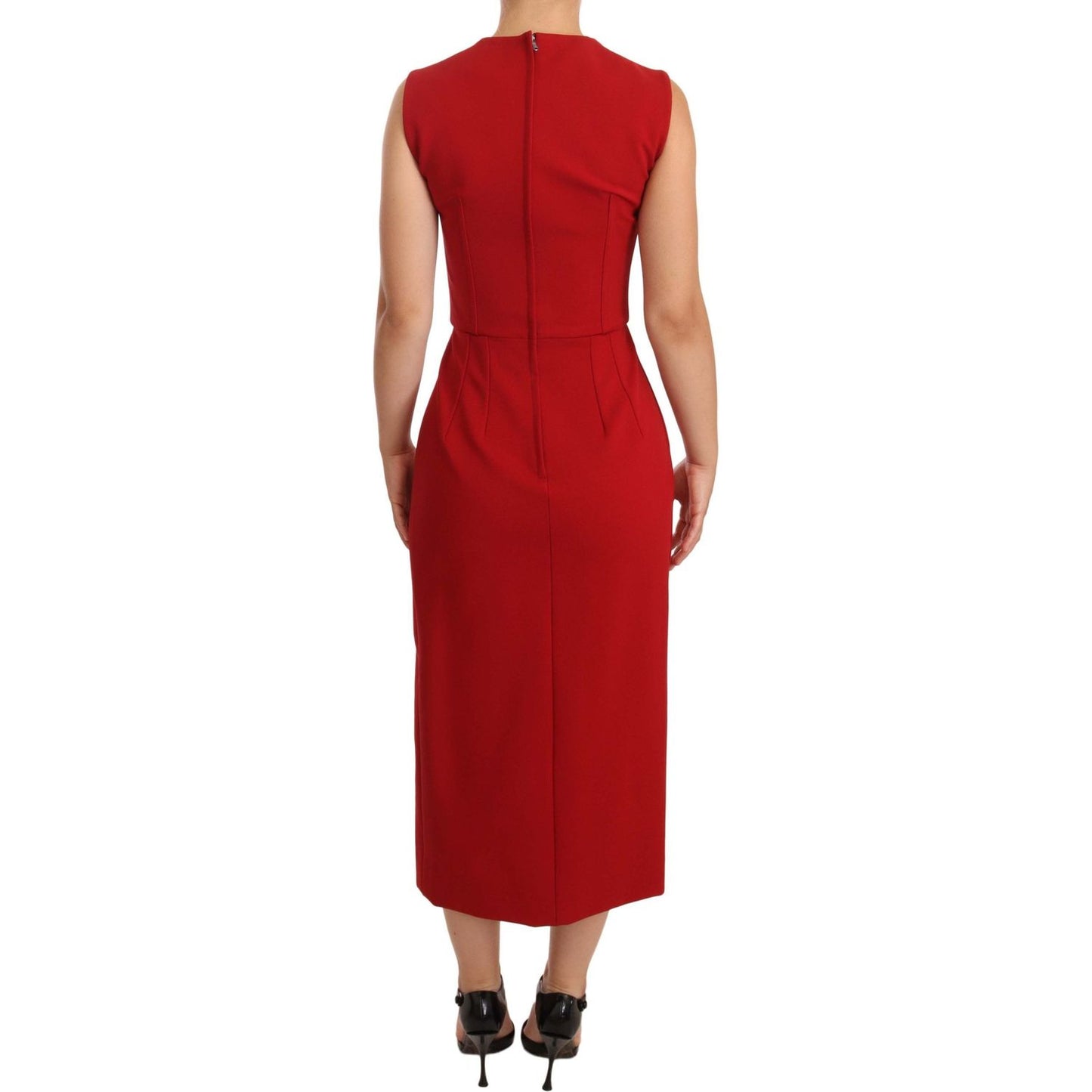 Dolce & Gabbana Elegant Sweetheart Midi Dress in Red WOMAN DRESSES Dolce & Gabbana