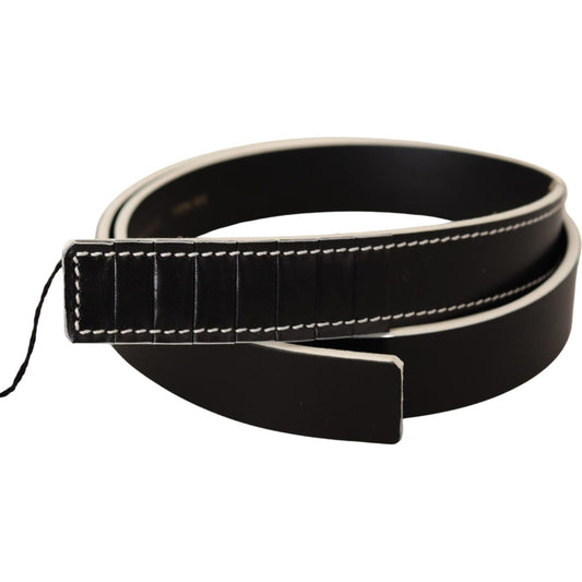 Costume National Chic Black Leather Fashion Belt with White Accents WOMAN BELTS Costume National