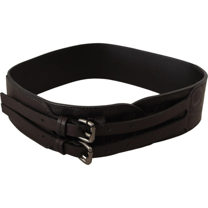 Costume National Dark Brown Leather Double Buckle Belt 1728,67345645728,70 cm / 28 Inches,Accessories,Belts - Accessories,Belts - Women - Accessories,Brown,Costume National,Material: Leather,New with tags,Regular Belts - Belts - Accessories,Women,Women -