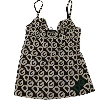 Dolce & Gabbana Black White Logo Print Camisole Top Underwear