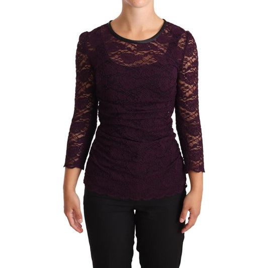 Dolce & Gabbana Elegant Sheer Lace Long Sleeve Blouse Blouse Top Dolce & Gabbana