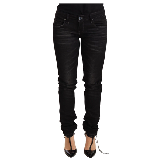 Acht Black Washed Cotton Slim Fit Denim Low Waist Trouser Jeans 1728,67345645728,Acht,Black,Clothing,Jeans & Pants - Women - Clothing,Jeans Denim - Clothing,Material: Cotton,New with tags,Slim Fit Jeans - Jeans Denim - Clothing,W26,W29,Women,Women - Cloth