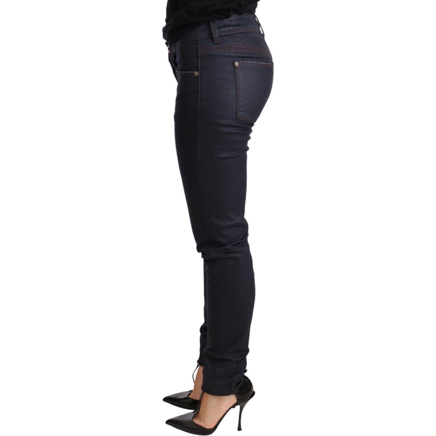 Ermanno Scervino Chic Dark Blue Low Waist Skinny Jeans Jeans & Pants Ermanno Scervino