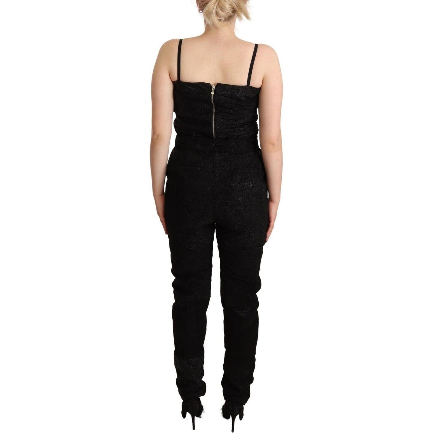 La Maison du Couturier Black Spaghetti Strap Jumpsuit Dress