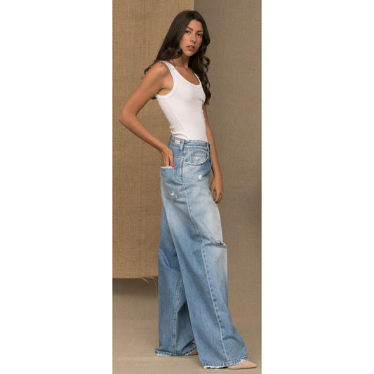 Don The Fuller Elegant Blue Denim with Chic Logo Detail Jeans & Pants Don The Fuller