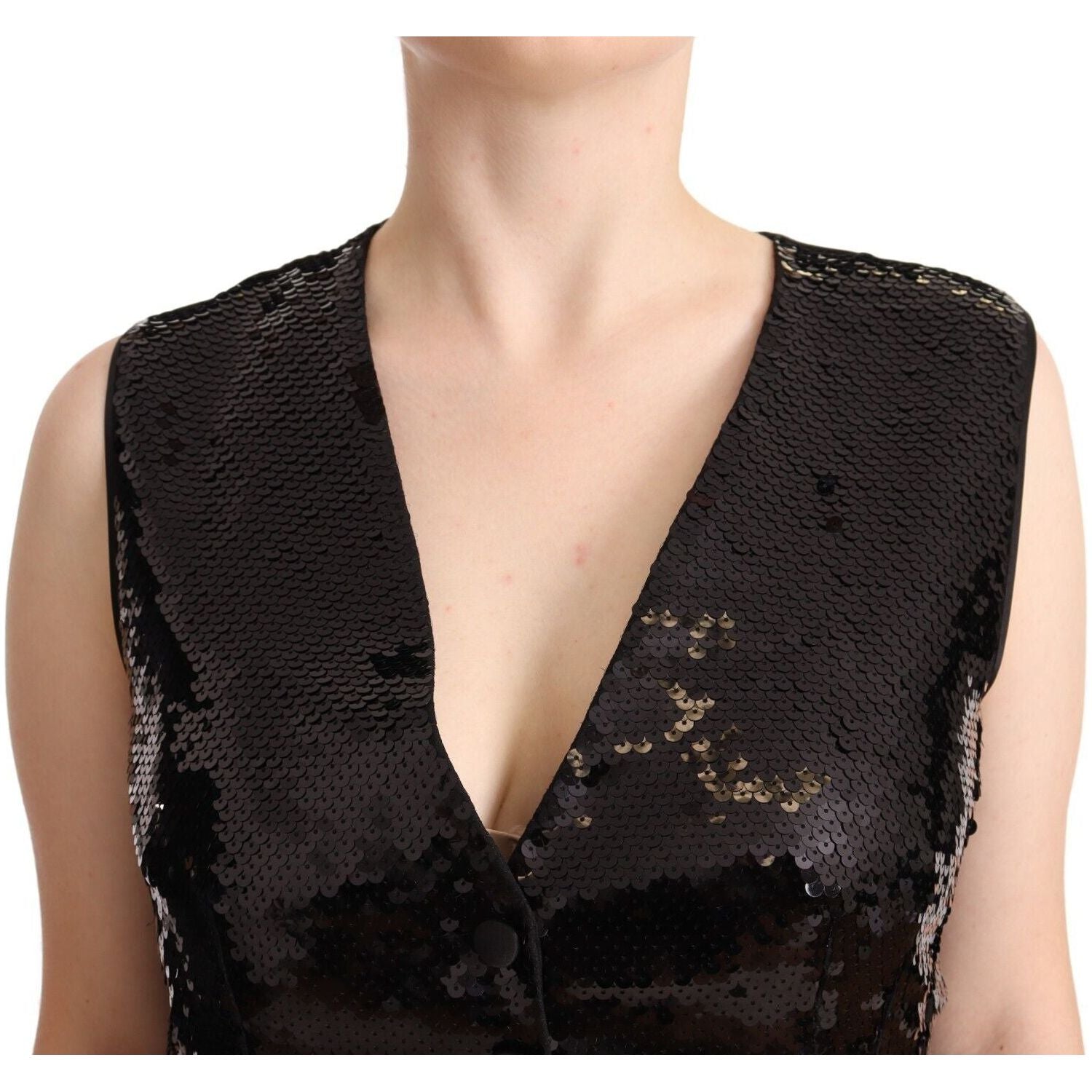 Dolce & Gabbana Elegant Black Sequined Sleeveless Vest Top