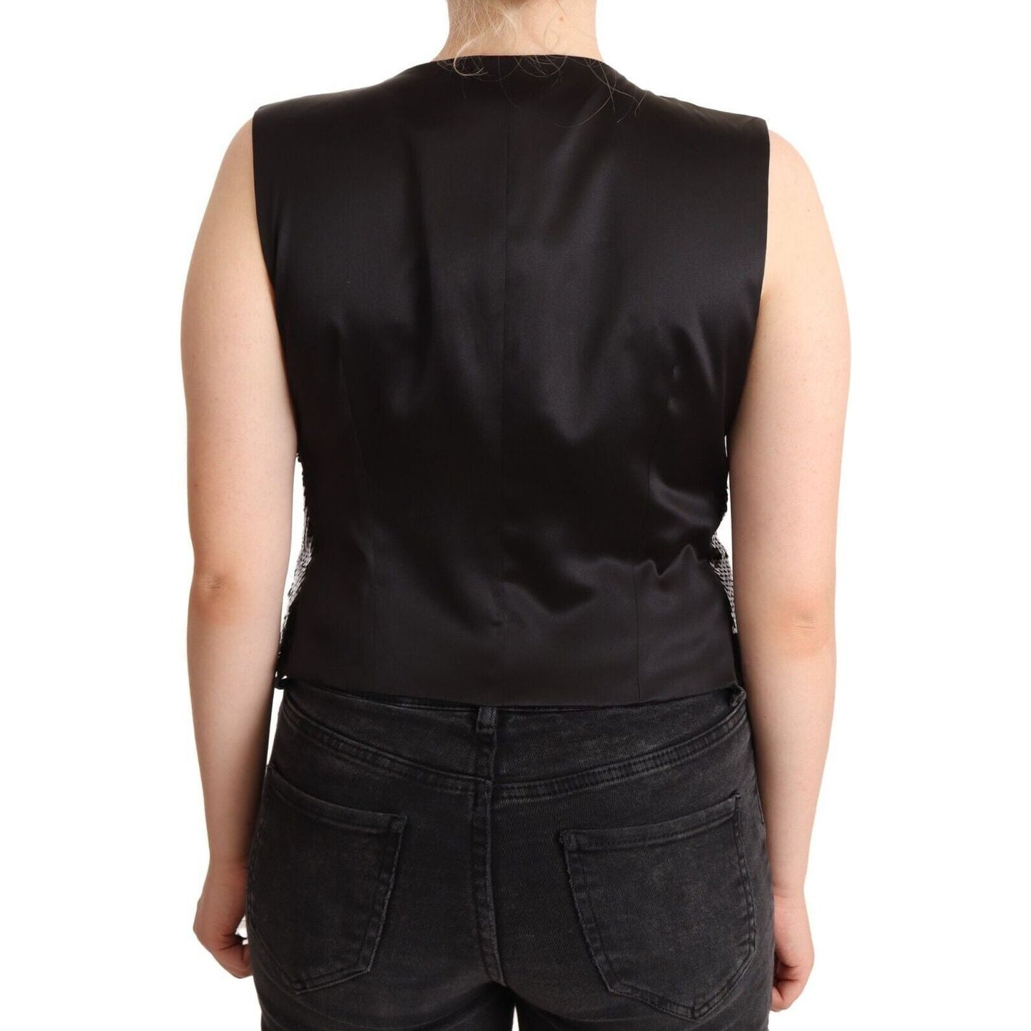 Dolce & Gabbana Elegant Black Sequined Sleeveless Vest Top WOMAN TOPS AND SHIRTS Dolce & Gabbana