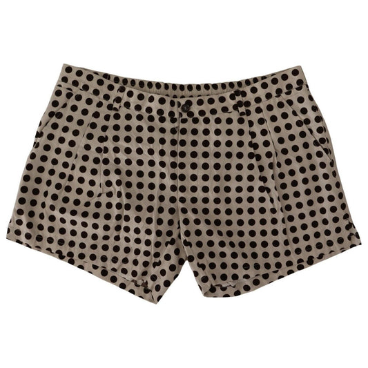 Dolce & Gabbana Black White Polka Dots Cotton Linen Shorts Dolce & Gabbana