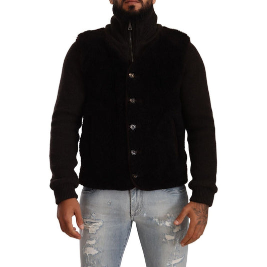 Dolce & Gabbana Black Leather Mens Turtle Neck Coat Jacket Dolce & Gabbana