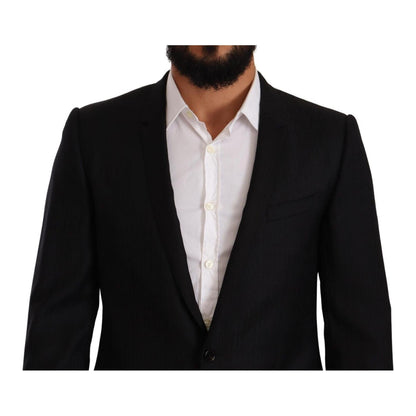 Dolce & Gabbana Black Wool Single Breasted Suit GOLD Jacket Dolce & Gabbana