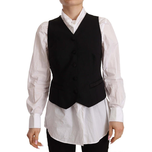 Dolce & Gabbana Elegant Black Wool Blend Waistcoat Dolce & Gabbana