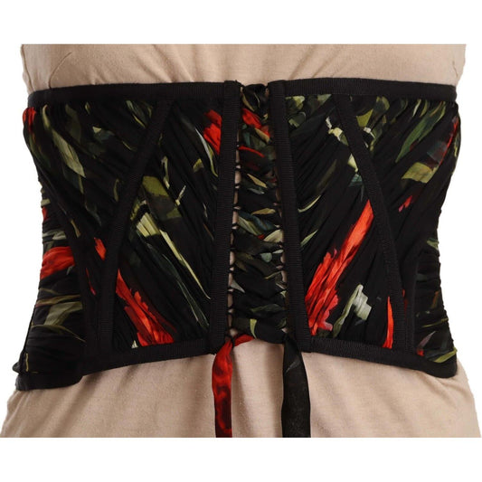 Dolce & Gabbana Elegant Black Silk Corset Belt Top Dolce & Gabbana