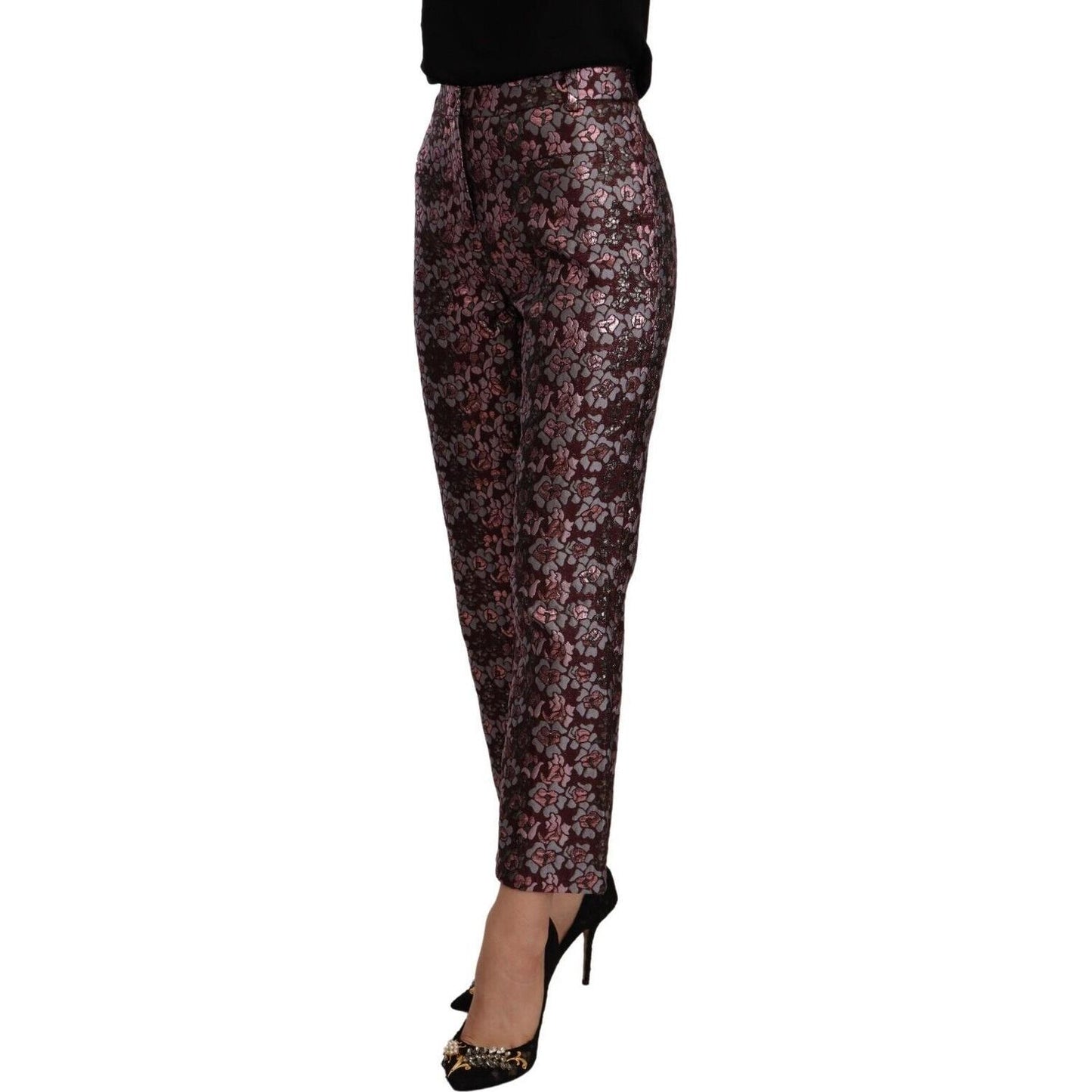 House of Holland Multicolor Floral Jacquard Flared Cropped Pants 14% Nylon,1728,67345645728,Clothing,Cropped Pants - Pants - Clothing,House of Holland,IT42|M,Jeans & Pants - Women - Clothing,Material: 86% Polyester,Multicolor,New with tags,Pants - Clothin