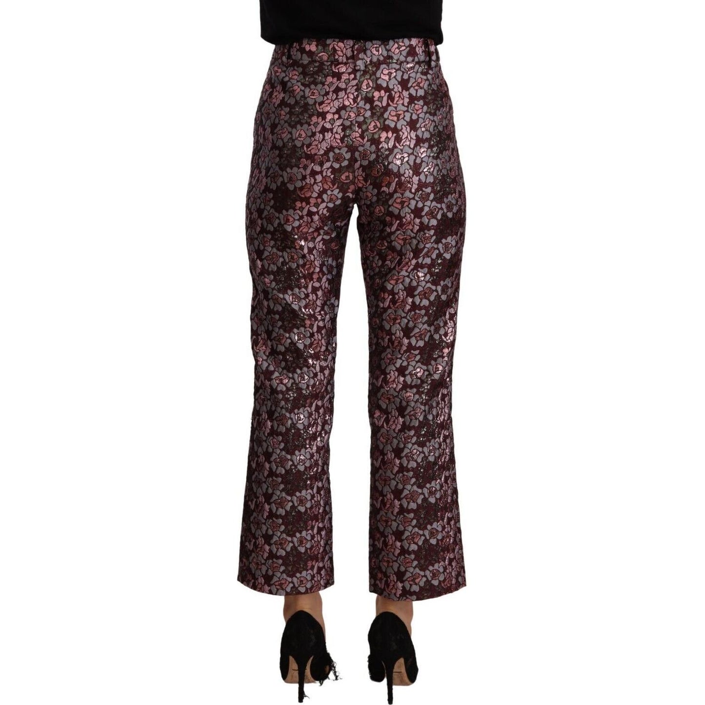 House of Holland Multicolor Floral Jacquard Flared Cropped Pants 14% Nylon,1728,67345645728,Clothing,Cropped Pants - Pants - Clothing,House of Holland,IT42|M,Jeans & Pants - Women - Clothing,Material: 86% Polyester,Multicolor,New with tags,Pants - Clothin