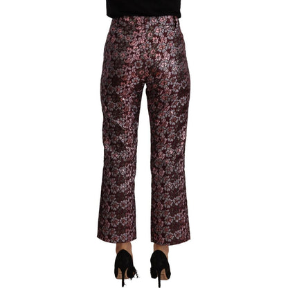House of Holland Multicolor Floral Jacquard Flared Cropped Pants 14% Nylon,1728,67345645728,Clothing,Cropped Pants - Pants - Clothing,House of Holland,IT42|M,Jeans & Pants - Women - Clothing,Material: 86% Polyester,Multicolor,New with tags,Pants - Clothin