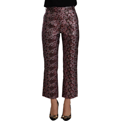 House of Holland Multicolor Floral Jacquard Flared Cropped Pants 14% Nylon,1728,67345645728,Clothing,Cropped Pants - Pants - Clothing,House of Holland,IT42|M,Jeans & Pants - Women - Clothing,Material: 86% Polyester,Multicolor,New with tags,Pants - Clothin