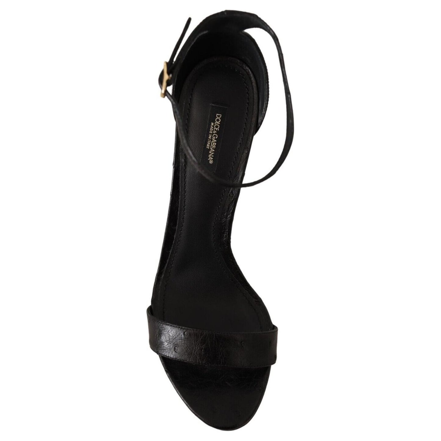 Dolce & Gabbana Elegant Ostrich Leather Ankle Strap Heels Dolce & Gabbana