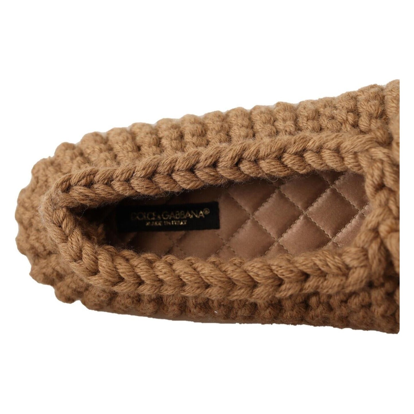 Dolce & Gabbana Elegant Wool Knit Ballerina Flats in Brown Dolce & Gabbana