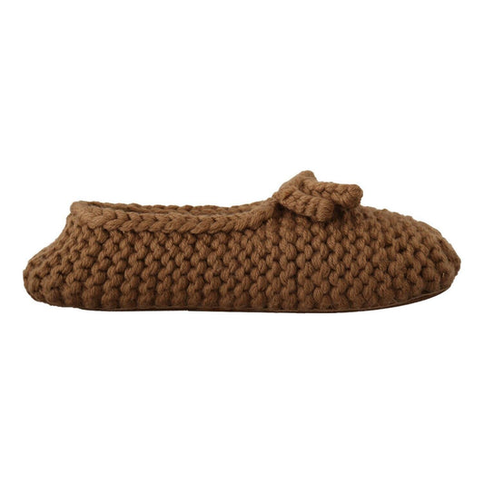 Dolce & Gabbana Elegant Wool Knit Ballerina Flats in Brown Dolce & Gabbana