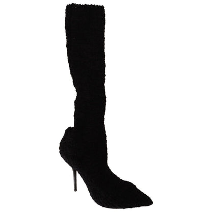 Dolce & Gabbana Black Stretch Socks Knee High Booties Shoes 1728,67345645728,Black,Boots - Shoes,Boots - Women - Shoes,Dolce & Gabbana,EU41/US10.5,High Heel - Boots - Shoes,Material: Fabric,New with tags,Shoes,Women,Women - Shoes