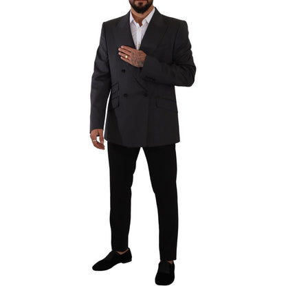 Dolce & Gabbana Gray Double Breasted 2 Piece SICILIA Blazer