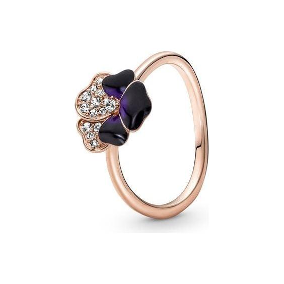 PANDORA JEWELS Mod. DEEP PURPLE PANSY FLOWER - RING - Size 54 DESIGNER FASHION JEWELLERY PANDORA