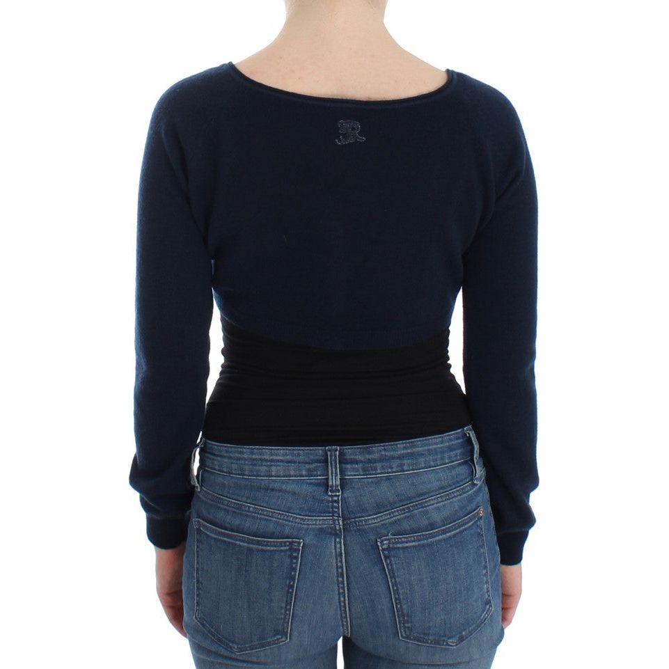 Ermanno Scervino Chic Cashmere-Blend Cropped Sweater in Blue Ermanno Scervino