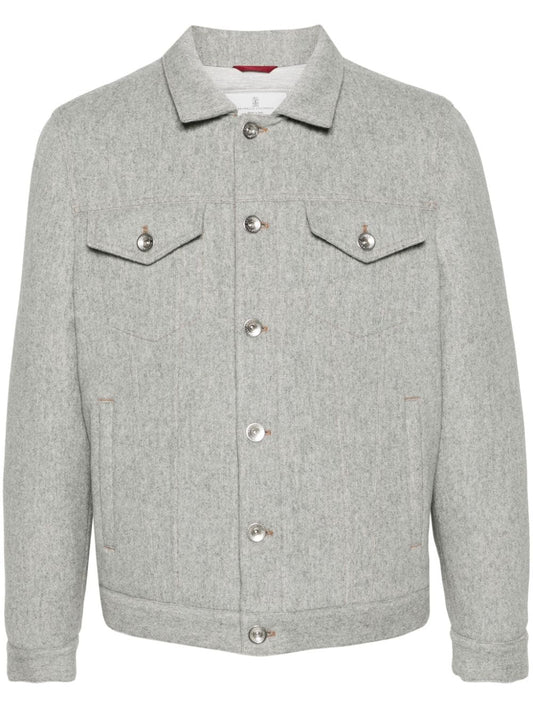 Brunello Cucinelli Coats Light Grey Jackets Brunello Cucinelli