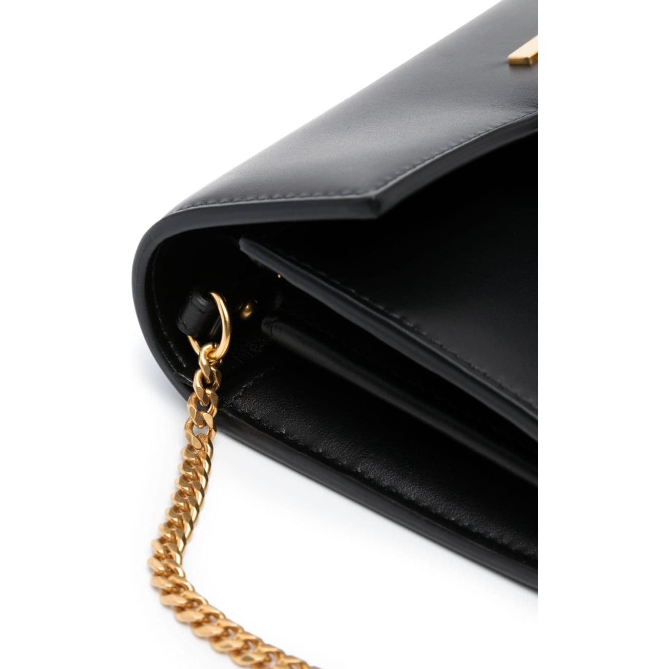 Balmain jet black lambskin smooth grain Clutch Bag Clutches Balmain