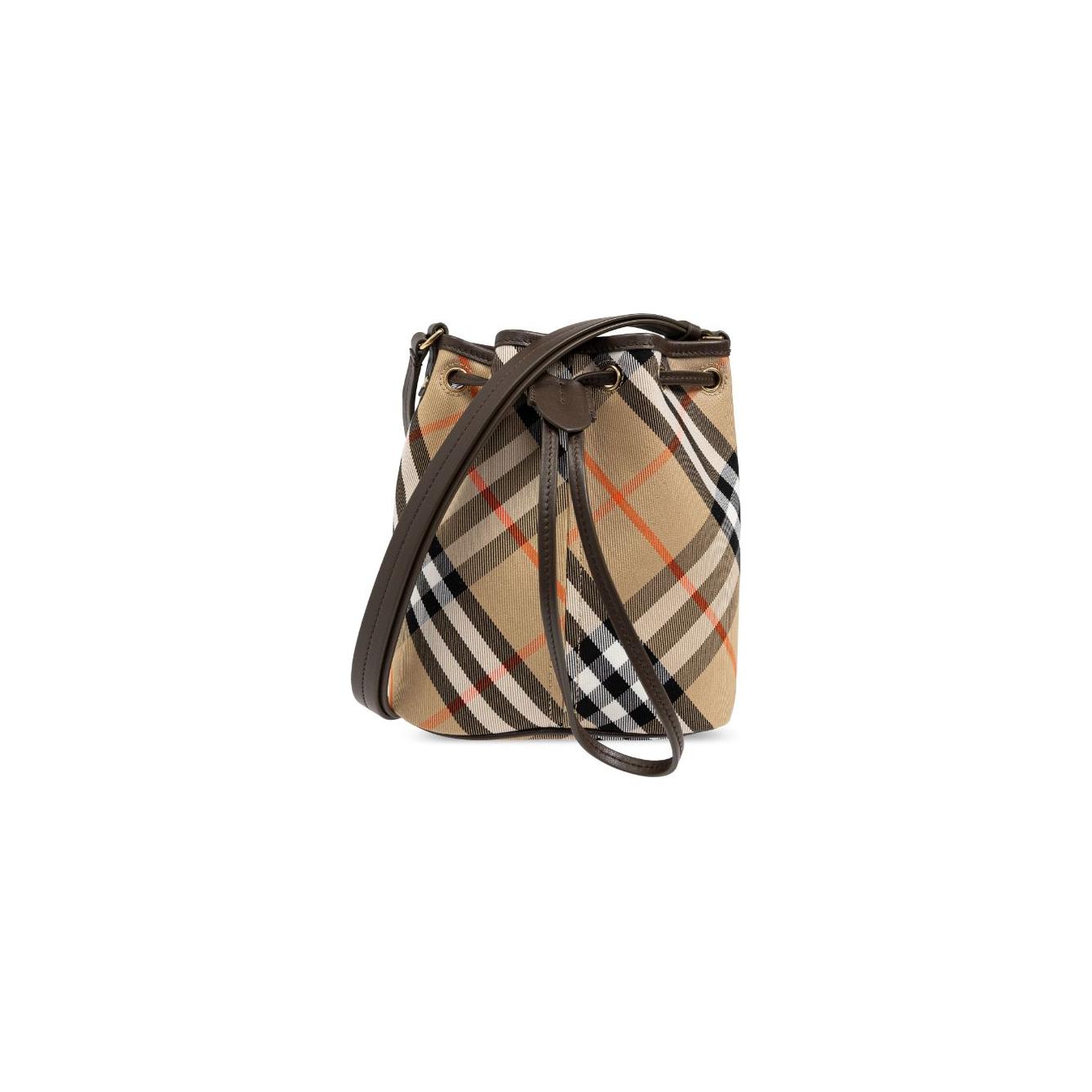 Burberry beige cotton check pattern Bucket Bag Shoulder Burberry