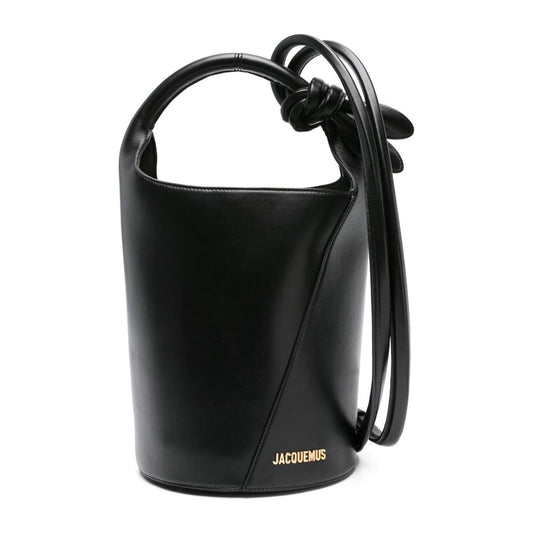 JACQUEMUS black calf leather bucket Bag Shoulder JACQUEMUS