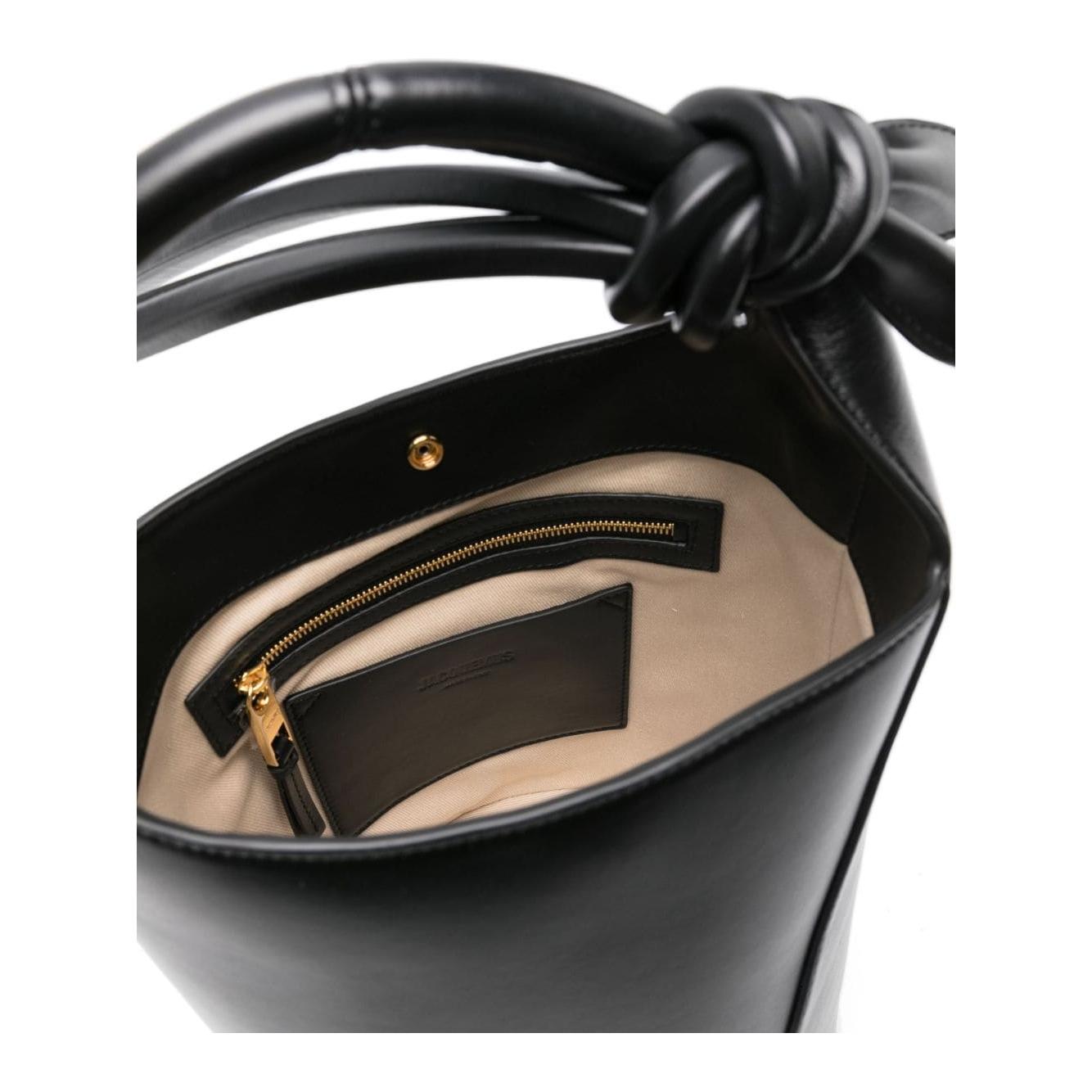 JACQUEMUS black calf leather bucket Bag Shoulder JACQUEMUS