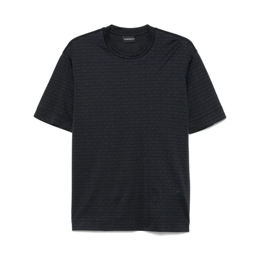 Emporio Armani jersey T-shirt with all-over flocked logo lettering