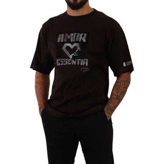 Dolce & Gabbana Bordeaux Cotton L-Amore Print Crewneck T-shirt Dolce & Gabbana