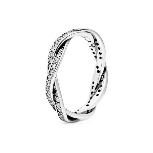 PANDORA JEWELS Mod. SPARKLING TWISTED LINES - RING - Size 52 DESIGNER FASHION JEWELLERY PANDORA