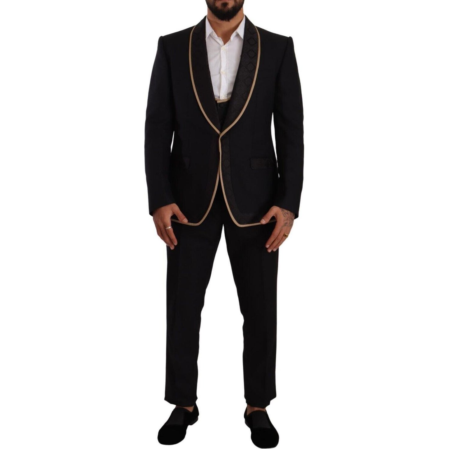 Dolce & Gabbana Elegant Black Silk Blend 3-Piece Suit Dolce & Gabbana