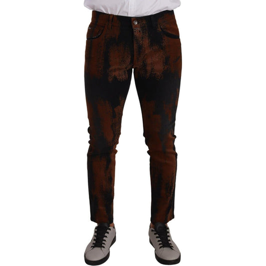 Dolce & Gabbana Black Brown Tie Dye Cotton Skinny Denim Jeans Dolce & Gabbana