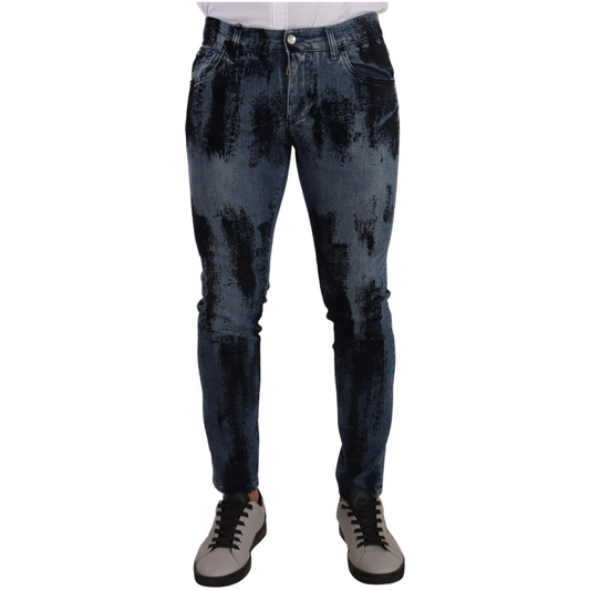 Dolce & Gabbana Blue Black Cotton Skinny Denim Jeans Dolce & Gabbana