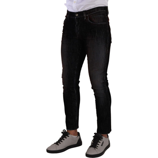 Dolce & Gabbana Sleek Striped Black Slim Fit Denim Dolce & Gabbana