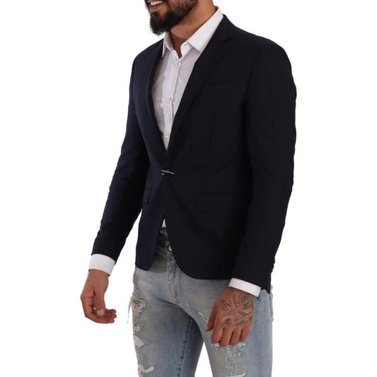 Domenico Tagliente Elegant Slim Fit Dark Blue Blazer Domenico Tagliente