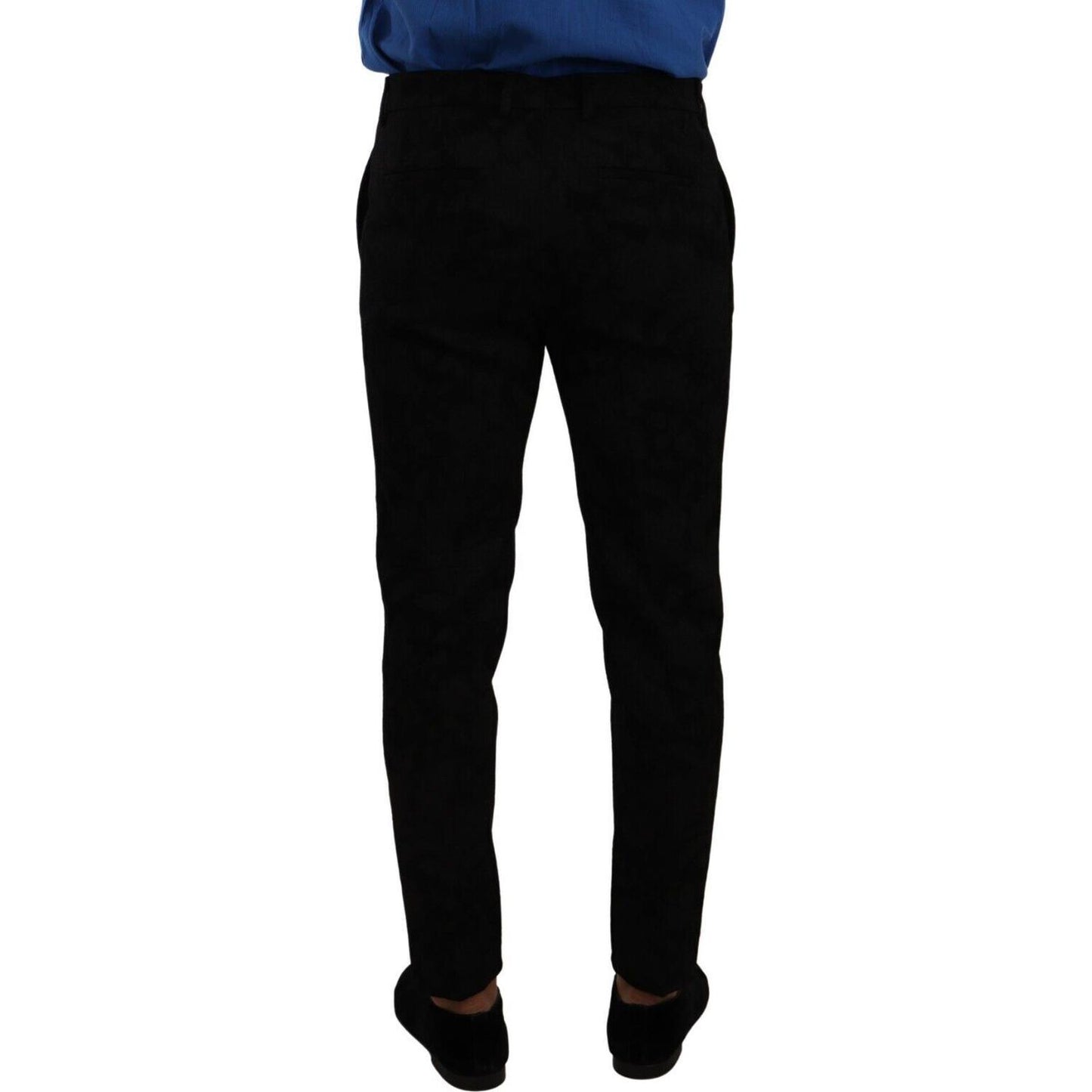 Dolce & Gabbana Elegant Slim Fit Dress Pants in Black Brocade Dolce & Gabbana