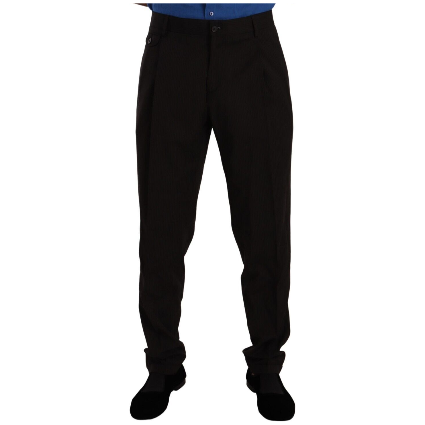Dolce & Gabbana Brown Wool Skinny Formal Dress Pants