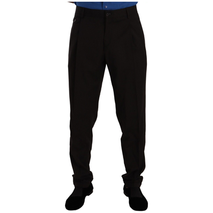 Dolce & Gabbana Brown Wool Skinny Formal Dress Pants
