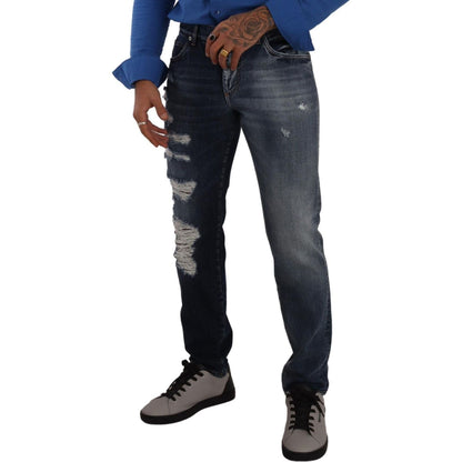Dolce & Gabbana Blue Cotton Regular Denim Trousers Jeans