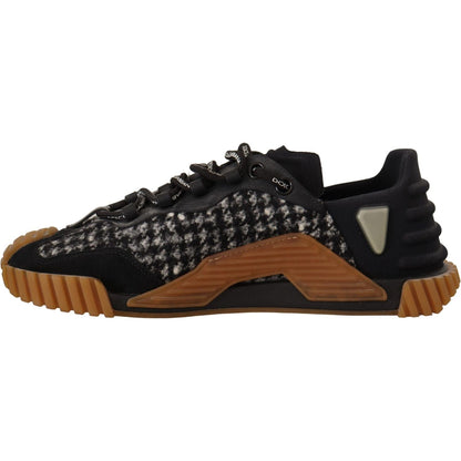 Dolce & Gabbana Black White Fabric Lace Up NS1 Sneakers