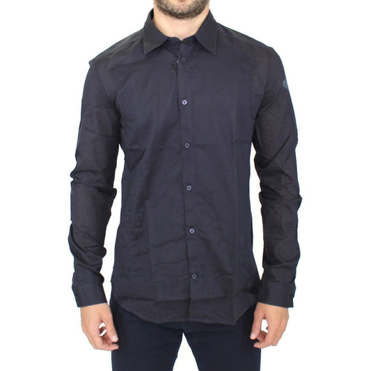 Ermanno Scervino Elegant Blue Cotton Slim Casual Shirt Ermanno Scervino